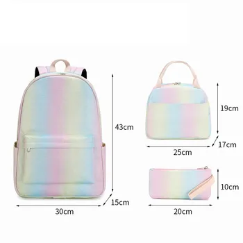 3 kom./compl. Rainbow gradijent Školski ruksak za djevojaka Oxford Vodootporan Krafne Ispis Putne torbe Ženski ruksak torba Torba za olovke