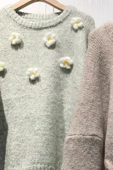 Starinski trodimenzionalni cvjetni džemper Ženske majice Jesen 2021 teška industrija Pulover dugih rukava Pletene džemper 997H
