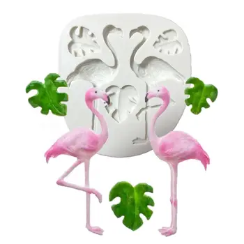 Svijetle DIY Silikon Crtani Flamingo Kalup za Tortu Kalup Fondant Lišće Oblike Čokolada i Šećer Zanat Alat Za Pečenje Kuhinjski Pribor