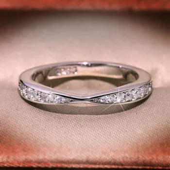 Однорядный puni cirkon od bijelog zlata i bijelog циркона prsten za žene vjenčanje college vjenčani nakit proizvod dar topla rasprodaja prsten