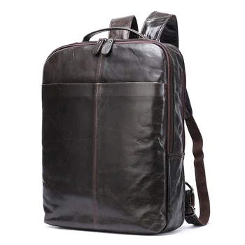 Muški kožni ruksak veliki kapacitet prvi sloj kožni ruksak student torba za knjige torba za računalo moda slobodno vrijeme