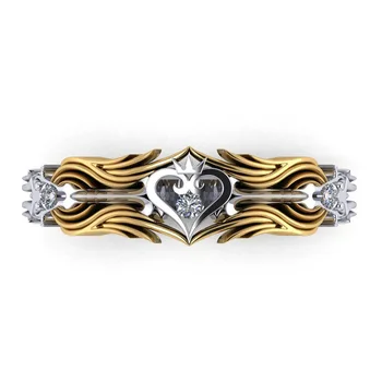 Luksuzan dvo-boja Prsten s krunom za žene Romantično Srce Princeze Cirkon Vjenčanja Vjenčani Prsten Modni Nakit Darova u rasutom stanju