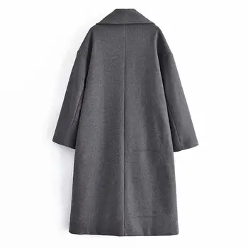 ZA Donje duge vune kaput s зазубринами 2021 Jesen zima Modni ručni toplo двубортное vune kaput Monotono hladna vanjska odjeća