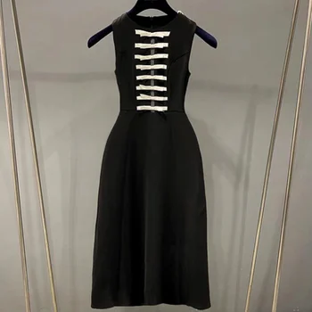 Novi retro haljina Hepburn s lukom блейс klasične duge donje haljina bez rukava