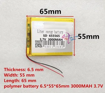 Najbolji brand baterije Besplatna dostava 3,7 U,3000 mah,[655565] PLIB; polymer li-ion / li-ion baterija za dvr,GPS,mp3,mp4,mobilni telefon