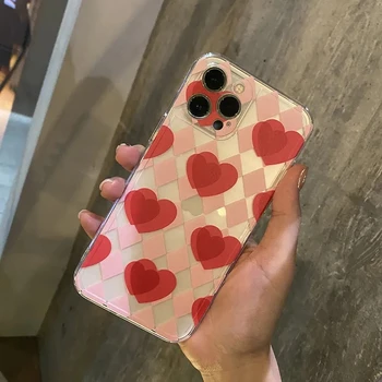Crveno Srce Ljubavi Pink Dijamant Torbica Za telefon iPhone 13 12 11 Pro Max Mini XS Max XR X 6 7 8 Plus SE2020 Silikonska Prozirni Poklopac