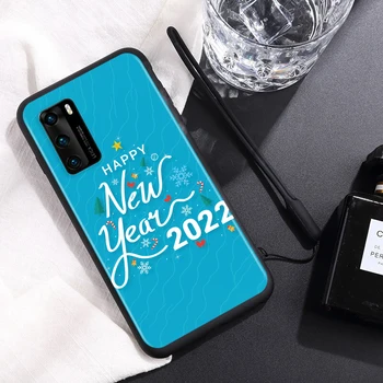 Božić i sretna Nova Godina 2022 Za Huawei Mate 40 RS 30 20 10 P Smart 2020 2021 Z S Plus Pro Lite 2018 2019 Crna torbica za telefon TPU