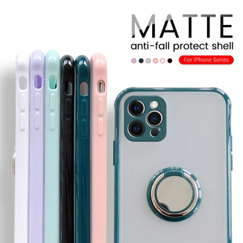 Nositelj prstena Stalak šok-dokaz Mat Silikonska Torbica za telefon iPhone 12 Plus Pro Max 12Pro Mini Zaštitna Stražnji Poklopac Coque Fundas