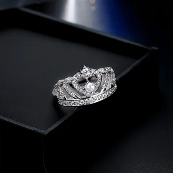 FDLK Modni prsten srebrne boje sa kristalne srcem Prsten Ženska crown Prsten s kubični cirkon Nakit Ženska помолвка na veliko