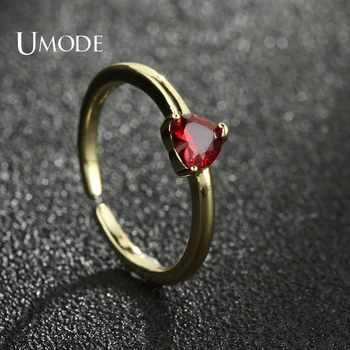 UMODE CRVENI prsten s кубическим цирконием u obliku srca 5,5 mm za žene Femme Podesiva Vjenčano prstenje Zlatne Boje Modni nakit UR0622