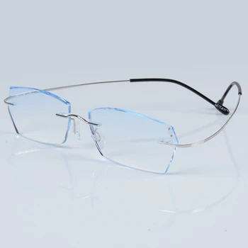 Bodovi se od čistog titana rimless u optičku ivicom na recept rimless za muškarce Naočale za oči Unisex Silikonska ножка