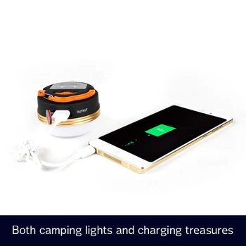 Vodootporan Prijenosni USB Punjenje Kamp LED Svjetiljka Vanjski Mini Šator Svjetlo Panik Lampa za Punjenje mobilnog Telefona s magnetom
