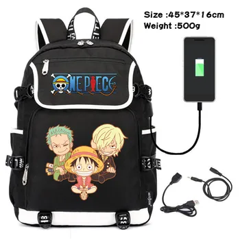 Anime One Piece Luffy Platnu Ruksak za mlade Školski ruksak na zatvarač za dječake i djevojčice Punjenje putem USB-Putnu torbu za laptop Мультяшный ruksak poklon