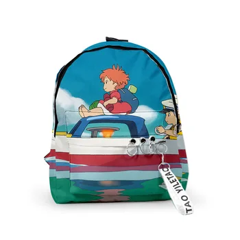 Popularni školske torbe Ponyo na litici Putne torbe Za dječake i djevojčice Slatka mala torbe 3D Oxford Vodootporne lanac za ključeve, Torbe za laptop