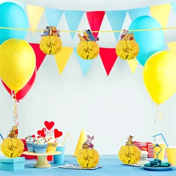 6 kom. Disney Winnie Pooh Cell Balon Dekoracija Radne Površine Papira Ventilator Djeca Rođendan Dekoracija za dječju dušu Dječje Igračke