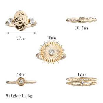 VAGZEB Jednostavne ženski Prsten Подсолнечный Kristalnu uzorak šake Zlatni Prsten Skup Trendi ženski nakit za zaruka