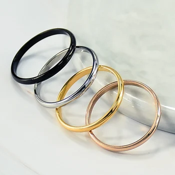 Jednostavan 2 mm Tanki Титановое čelična 4 - u boji Par prsten je Jednostavna Moda Ruža Zlato Srebro prsten na prst Za žene Svadbeni nakit