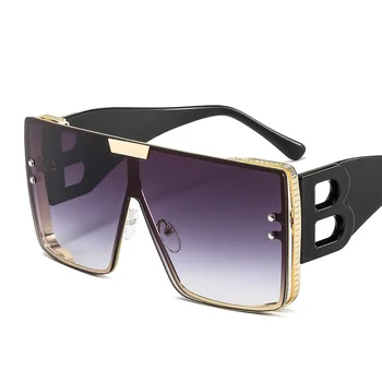 Trendy sunčane naočale u veliki okvir sa slovima B Za žene 2021 Luksuzni brand Klasicni Kvadratni metalni sunčane naočale Za muškarce Fancy gradijent ispunjava nijanse dama