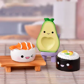 Slatko Imitacija Avokado, Breskve Sushi Jaje Figurica Smole Crtić Model Home Dekor DIY Minijaturni Vilinski Vrt Pribor za tortu