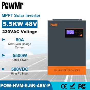 PowMr 5,5 kw 5,5 KVA Hibridni Solarni Inverter MPPT 80A 500 vdc PV Ulaz 220 48 U S Paralelnim Funkcija 5500 W 3-fazni Solar Inverter