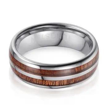 Prsten volframa čelika epoksida zrna drva dvostrukim žlijebom srebra 8 mm za svadbeni poklon