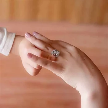 Huitan Jedinstveni dizajn Ženske prstenove s сердечком od kubni cirkonij Srebrne Boje Vjenčano prstenje Modni Nakit Luksuzni Prsten