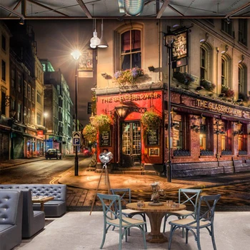 Izrađen po mjeri 3D Zidno slikarstvo Noćni pogled na Grad Desktop Caffe Bar Restoran Pozadina Dekoracija Zidova Freska Papel De Parede 3D Paisagem