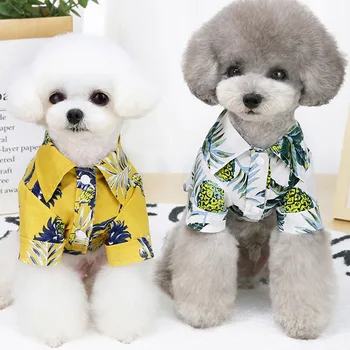 Havajski stil Majica za pse Ljeto 2021 Odjeća za kućne ljubimce Kokos palma sa po cijeloj površini Majica kratkih rukava za dječake i djevojčice Ljetni odmor Majica za pse