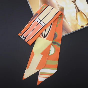 Tropski Stil Ispisa Ženski Svileni Šal je Modni marama Brand 100 cm*6 cm Dužine Mala ručka za kravatu Torba Trake Male duge šalove