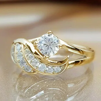 1pc Novi Modni Kristal, Cirkon Angažman Krilo Dizajn Prstena Za Žene Ženske Svadbeni Nakit Pribor Dar Trendi Ženski Prsten