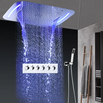 2022 Ugrađivanja Stropni Set za tuširanje s vodopadom s visokim Protokom LED Kiša Magla Za tuširanje Setove za kupaonicu 5 Funkcija ventil za Miješanje