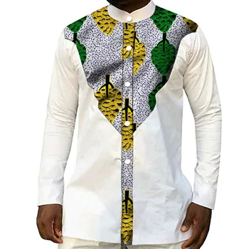 Modni afričke muške košulje i majice s po cijeloj površini Дашики bijele/voštana kolaž košulje za muškarce na red Afrička odjeća izravna dostava