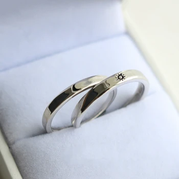 Prsten srebrne Boje U Jednostavnom Stilu Mjesec Sunce Podesiva Par Prstenova Za Djevojčice i Dječake Najbolji Prijatelj Nakit