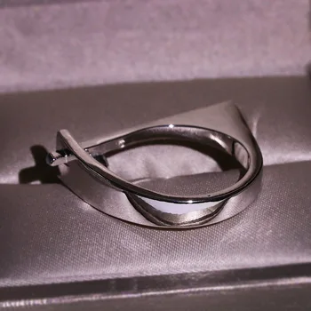 Kvalitetan bijeli prsten s kubični cirkon Autentičnu Val Geometrijski Ljubav Podesivi Prsten za prste za žene Vjenčanje dekoracije za zaruka poklon