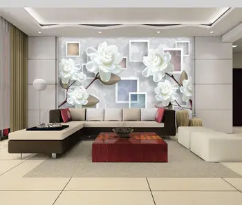 Beibehang prilagođene zidne tapete za dnevni boravak tv kauč pozadina ljubičasto cvijeće 3D desktop ukras kuće art slikarstvo