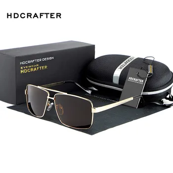 HDCRAFTER 2018 Muške sunčane naočale Polarizirane Prevelike Sunčane naočale u metalnom ivicom za muškarce Luksuzni brand Dizajn slr naočale Gospodo
