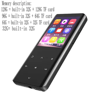 2,4-inčni Zakrivljeni ekran MP3 player 32 GB s Bluetooth 5,0 Glazbeni player s zvučnikom HiFi Zvuk bez gubitaka sa FM radio, Snimanje glasa