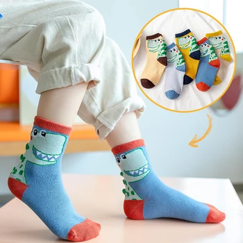 Dječaci jesen zima djevojke pamučne čarape dječji studentski čarape 3D čarapa dinosaura višebojnom topli dječji vrtići u vez studentski čarape