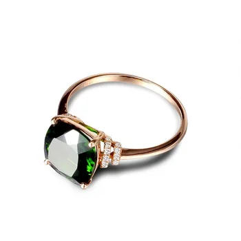 ZN 2021 Prsten sa zelenim kamenom Zaručnički prsten Crystal anillos mujer Boja ružičastog zlata Angažman Ženski Prsten Moderan luksuzan nakit