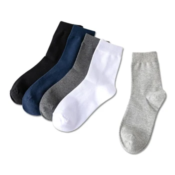 5 Parova/Muške čarape Univerzalne Jesensko-zimske muške Čarape Mekane Udobne muške pamučne Čarape Čvrste Crne i Bijele Poslovne čarape
