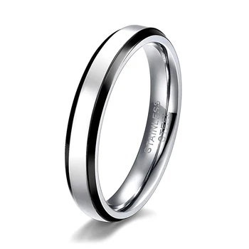 EAMTI 2 mm Prsten Od Nehrđajućeg Čelika dvo-boja Polirane Skošene Ruba s Premazom Zaručnički Prsten za Muškarce i žene