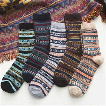 5 Para za zimske muške čarape Božićni poklon Čarapa Slatka Vuna 3D Ženski Dječak Tata Termalni Ca Toplo Sretan Smiješno Čarapa Nova Godina 2021