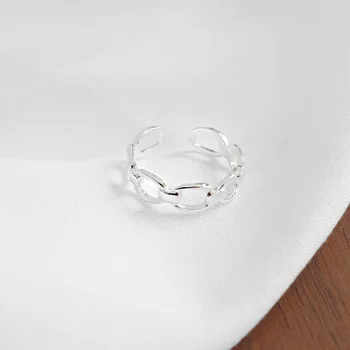 AsinLove Šuplje Bamboo Lanac Otvoreni Prsten Ovom Srebro 925 sterling Kreativne Dizajnerske nakit ručne izrade Prstena za žene poklon