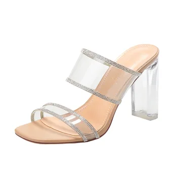 2021 Prozirne sandale sa štrasom Ženske seksualne kristalne cipele na visoku petu odjeća Sandale velike veličine Ženske sandale na platformu