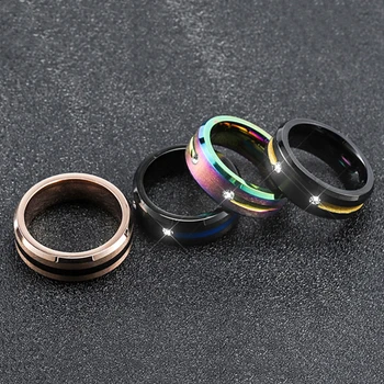 2021 Moda 8 mm Rainbow Volfram Za muškarce Vjenčani prsten od nehrđajućeg čelika 4 boje, Jednostavan prsten sa kubični cirkon Za muškarce Zaručnički prsten Visoke kvalitete