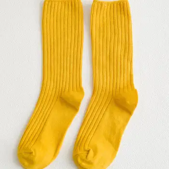 Novi dolazak Harajuku Klasicni Ženske pamučne Slobodan čarape za zimu u cijevi Korejski Čista Boja Žuta Dizajn Božićni Slatka Kawai