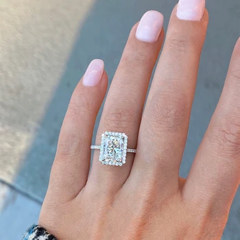 Huitan Vruće Pravokutni prsten s кубическим цирконием za žene Jednostavnih geometrijskih prsten kvadratnog oblika za ruke Vjenčano prstenje Modni nakit