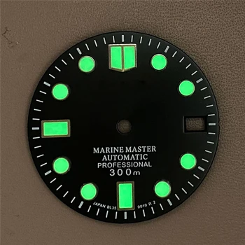 6PCS Brojčanik sata 28,5 mm Zeleni Osvijetljeni Brojčanik s kalendarom za mehanizam NH35