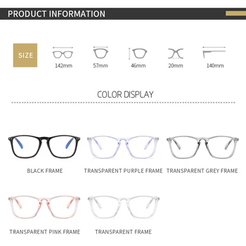 Nova Moda Anti-Plavo Svjetlo Naočale Za žene i Za muškarce Klasične Četvrtaste Naočale u okvirima Ženske Crne Prozirne Leće Računalne Igre naočale