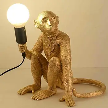 Lampe za Atraktivne Dekorativne Smole Sjedi Majmun Rasvjeta Stolne Led Žarulja Ukras za Dom
